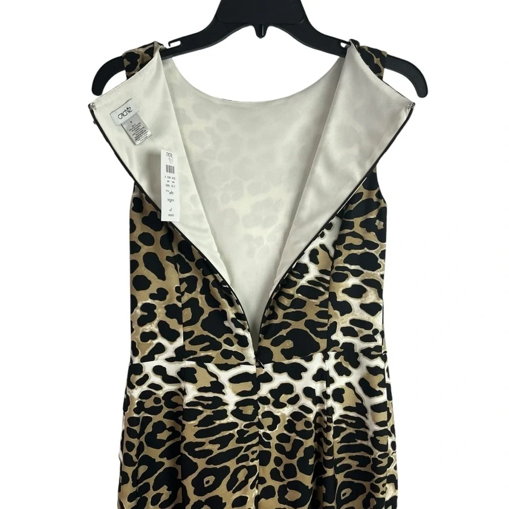 Cache Womens Bodycon Lined Dress Animal Print Stretch Tired Mock Wrap 4 New - Picture 7 of 12